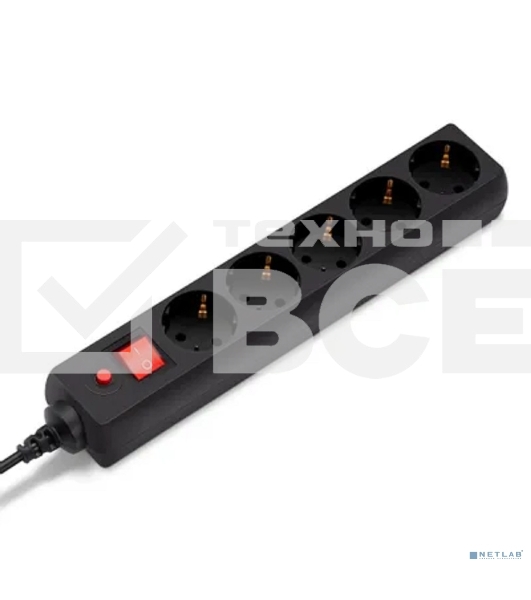 Сетевой фильтр Buro 500SH-5-B 5м (5 розеток) черный (коробка)