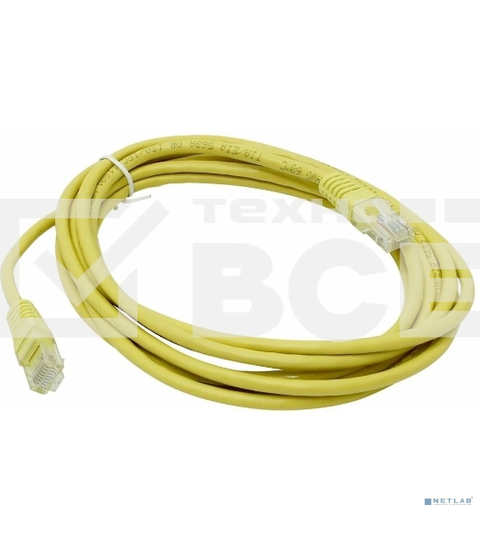 Патч-корд литой Aopen/Qust UTP кат.5е 3м желтый 