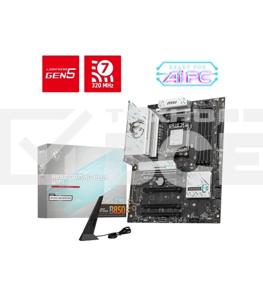 Материнская плата MSI B850 GAMING PLUS WIFI SocketAM5 AMD B850 4xDDR5 ATX AC`97 8ch(7.1) 5Gigabit RAID+DP