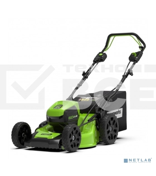 Газонокосилка аккумуляторная GreenWorks GD60LM51SPk4, 60V, 51 см, самоходная, бесщеточная, c 1хАКБ 4Ач и ЗУ (2514307UB)