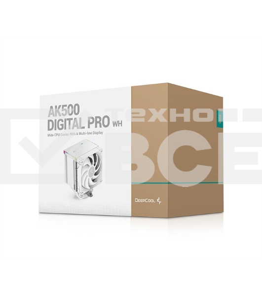 Кулер для процессора DEEPCOOL AK500 DIGITAL PRO WH белый 120 мм, алюминий/медь, 1750 об/мин, 25 дБ, 4 pin, 162 мм