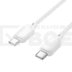 Кабель USB2.0 Hoco Type-C/Type-C, 3А, 60Вт, нейлоновая оплетка, X113, 1м, белый, коробка, фото3