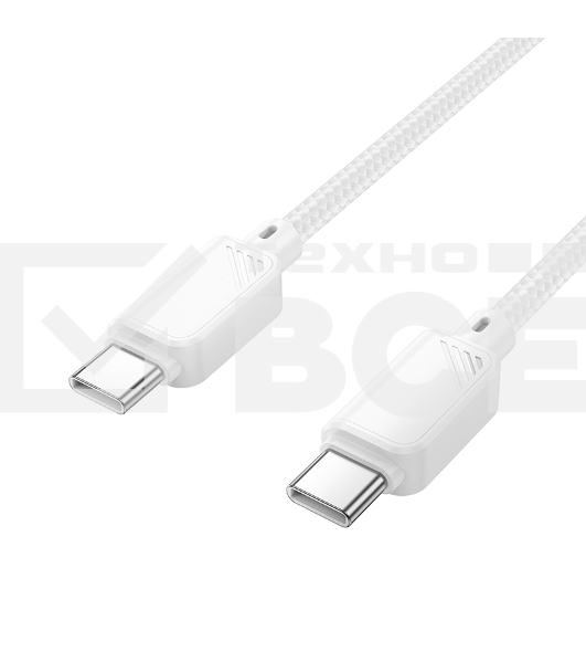Кабель USB2.0 Hoco Type-C/Type-C, 3А, 60Вт, нейлоновая оплетка, X113, 1м, белый, коробка
