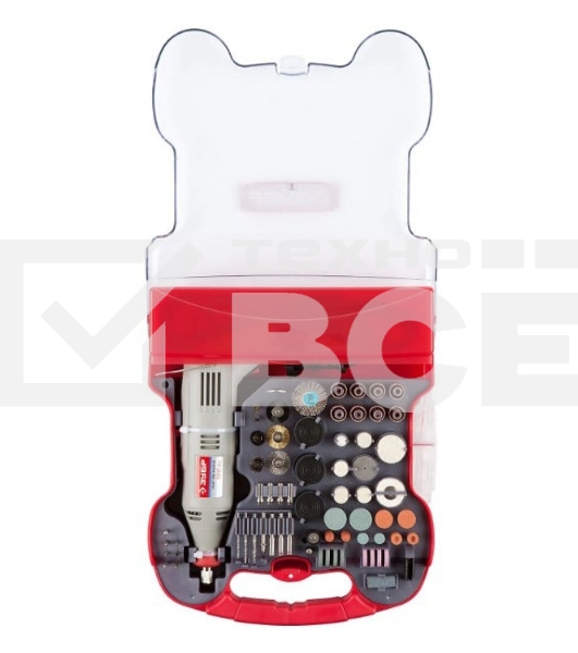 Прямошлифовальная машина (гравер) Зубр Гравер ЗГ-130ЭК H172 электрический с набором мини-насадок в кейсе, 172 предмета