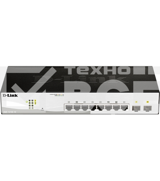 Коммутатор D-Link DGS-1210-10/F1A настраиваемый настольный 8x10/100/1000BASE-T