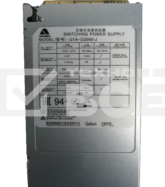 Серверный блок питания  Server power supply Qdion Model U1A-D2000-J P/N:99MAD12000I1170113 CRPS 1U Module 2000W Efficiency 94+, Gold Finger (option), Cable connector: C14
