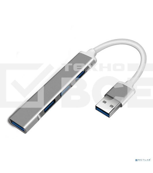 USB-концентратор ORIENT CU-322, USB 3.0 (USB 3.1 Gen1)/USB 2.0 HUB 4 порта: 1xUSB3.0+3xUSB2.0, USB штекер тип А, алюминиевый корпус, серебристый (31234)