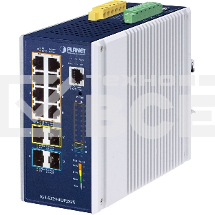 Коммутатор PLANET IGS-6329-8UP2S2X IP30 DIN-rail Industrial L3 8-Port 10/100/1000T 802.3bt PoE + 2-port 1G/2.5G SFP + 2-Port 10G SFP+ Full Managed Switch (-40 to 75 C, 8-port 95W PoE++, 802.3bt/PoH/Force modes, DIDO, ERPS Ring, 1588 PTP TC, Modbus TCP, ON