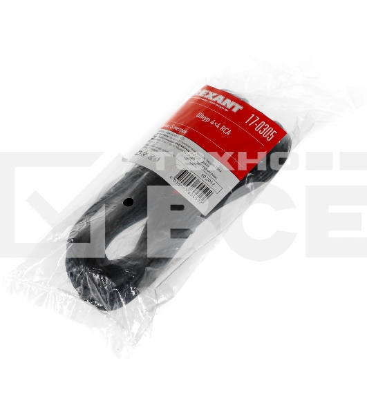 Шнур 4 RCA - 4 RCA, длина 5 метров, черный REXANT