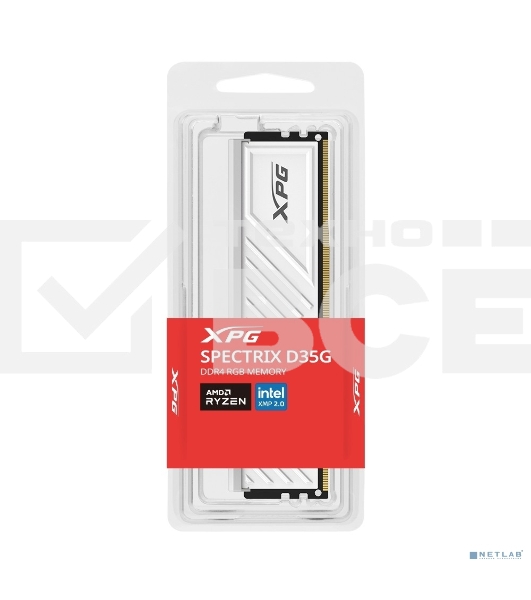 Оперативная память XPG Spectrix D35G RGB, DDR4, 8GB (1x8GB), 3200MHz, CL16, DIMM, с радиатором, белый, RGB