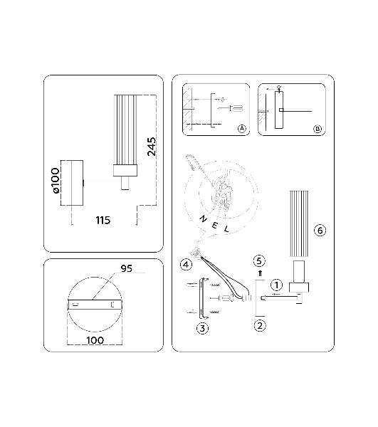 Настенный светильник Ambrella light LH55154 CH/CL хром/прозрачный E14 max 40W 155*100*245