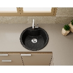 Мойка для кухни BAU Dream Black stone D 51, выпуск с сифоном в комплекте, черный камень, фото4