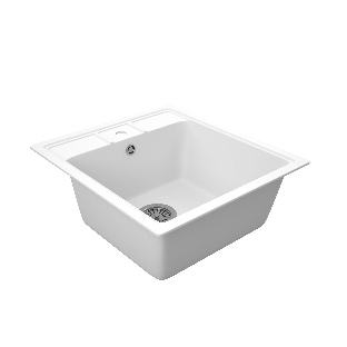 Мойка для кухни BAU Stil White snow 45х50, выпуск с сифоном в комплекте, белый снег