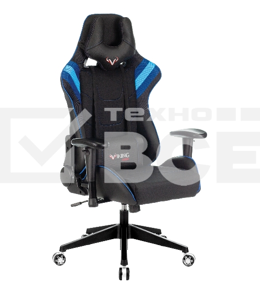 Кресло игровое Бюрократ VIKING 4 AERO BLUE черный/синий, искусст.кожа/ткань, две подушки