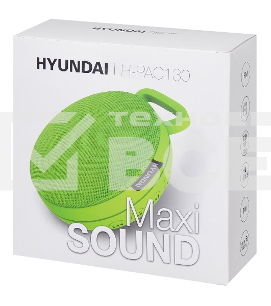 Колонка портативная Hyundai H-PAC130 светло-зеленый 3W 1.0 BT/3.5Jack/USB 10м 300mAh