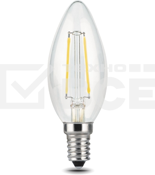 Лампа светодиодная филаментная Gauss 11Вт цок.: E14 свеча 220B 2700K св. свеч. бел.теп. C37 (упак.: 10 шт) (103801111)