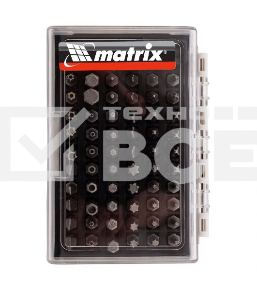 Набор бит с магнитным держателем MATRIX 11387, CrV, 61шт