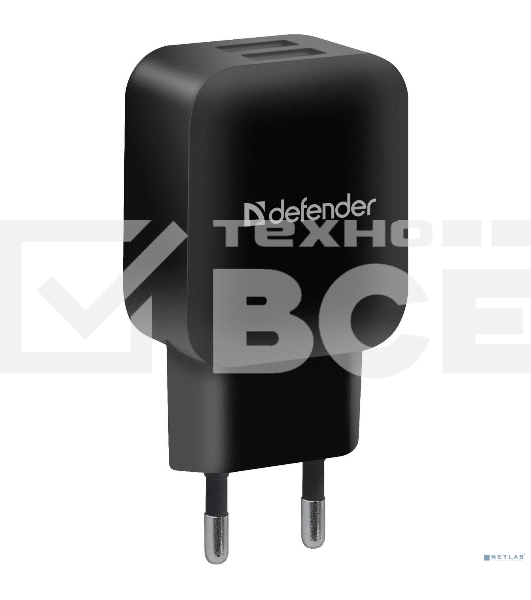 Сетевой адаптер Defender 2xUSB, 5V/2.1А, черный, пакет (EPA-13)