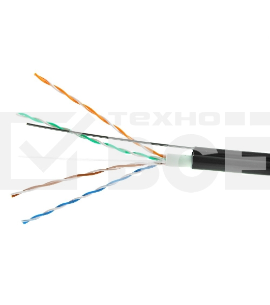Кабель Cablexpert Россия UPC-5051E-4-CU-OUTR/100, UTP outdoor 4x2x0.51 на тросу, медный, кат.5e, однож., 100м, box, черный