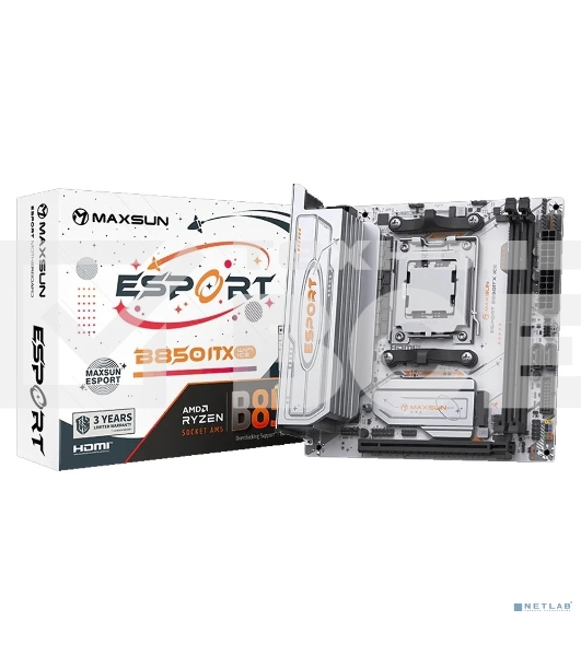 Материнская плата Maxsun eSport B850ITX WIFI ICE, AM5, AMD B850, 2xDDR5, 2xSATA, 2xM.2, 1xPCIe 5.0 x16, 1xHDMI, 1xDP, 1x2.5Gb LAN, Wi-Fi 6, Bluetooth 5.2, 2xUSB-A 5Gbps, 4xUSB-A 2.0, 3x3.5 мм, 7.1, Mini-ITX