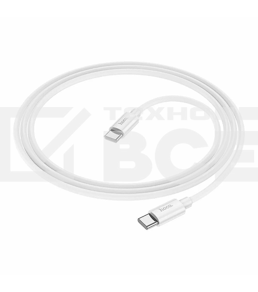 Кабель USB2.0 Hoco Type-C/Type-C, 3А, 60Вт, силиконовая оплетка, X87, 1м, белый, коробка