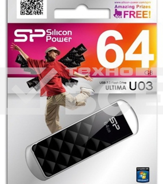 Флешка USB Silicon Power R/W USB Drive 64Gb Ultima U03 SP064GBUF2U03V1K USB2.0, Black