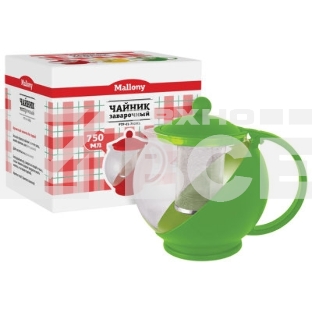 Чайник заварочный MALLONY Variato, 750 мл (стекло, пластик корпус, металл.ситечко), цвета в ассорт.