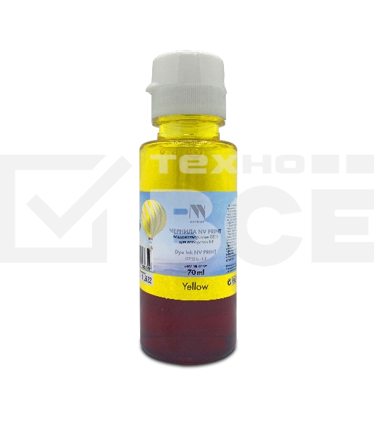 Чернила NV PRINT водорастворимые GT52 для HP DeskJet GT 5810, 5820, 5822, Ink Tank 115, 310, 315, 319, 410, 419, 415, Smart Tank 515, 615 (70ml) Yellow