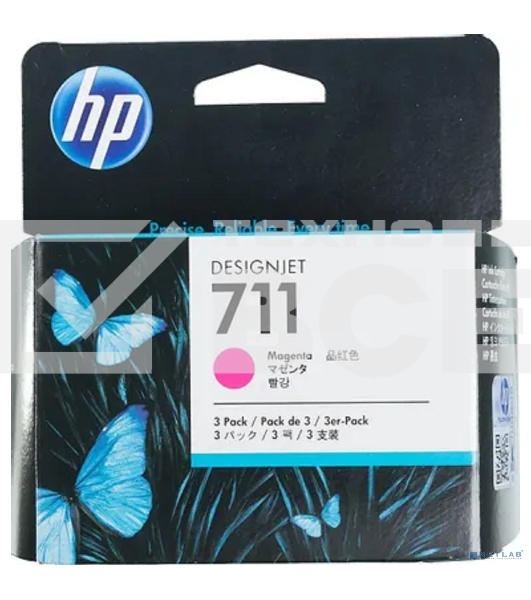 Картридж струйный HP №711 CZ135A пурпурный x3уп. для HP DJ T120/T520
