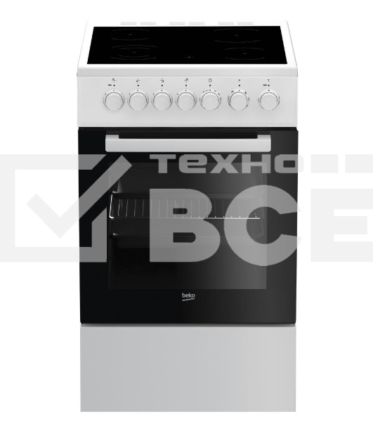 Плита электрическая Beko FSE57110GW белый, конфорок 4 шт, духовка 55 л, гриль, 50 см x 85 см x 60 см