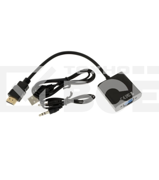 Адаптер HDMI (M)-VGA (F) 00-00027496 BLACK GOPOWER