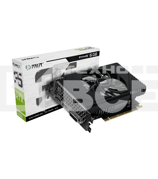 Видеокарта Palit RTX3050 STORMX 6Gb NVIDIA GeForce RTX 3050 6Gb PCI-E 4.0 96bit GDDR6 1042/14000 DVIx1 HDMIx1 DPx1 HDCP Ret