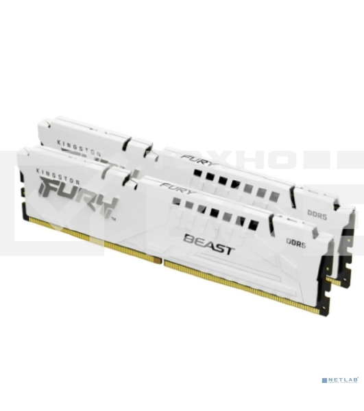 Оперативная память Kingston Fury Beast, DDR5, 32GB (2x16GB), 5200MHz, CL36, DIMM, радиатор, белый