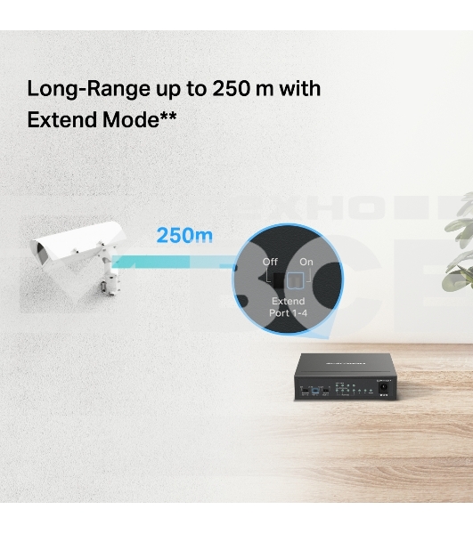 Коммутатор настольный Mercusys MS106P с 6 портами 10/100 Мбит/с (4 порта PoE+)