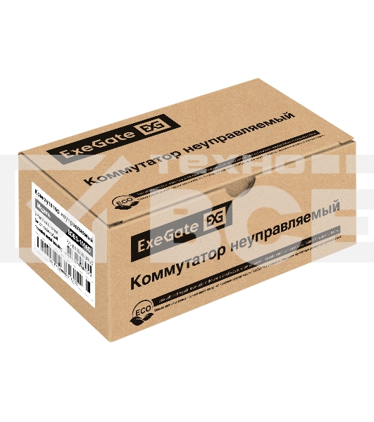 Коммутатор неуправляемый ExeGate EDES-1008D (8-портовый UTP 10/100Mbps, металлический корпус, с функцией энергосбережения (EEE), настольный/настенный)