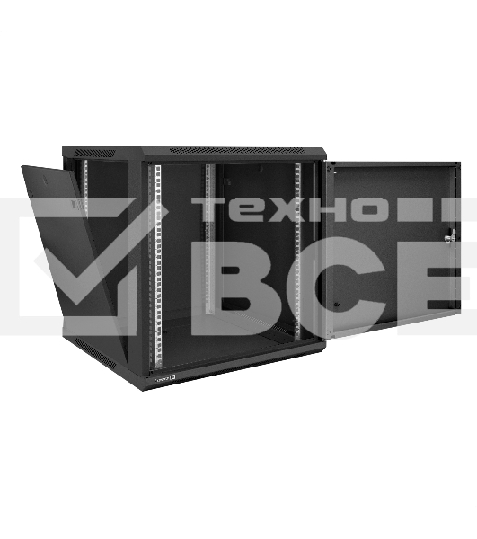 Шкаф телекоммуникационный 19' настенный 12U ExeGate EC-WM-12U.600.M.BLACK (19', 12U, 600x600x635 мм (ШхГхВ), передняя дверь металл, съемные боковые панели, пыле- и влагозащита IP23, черный RAL 9004)