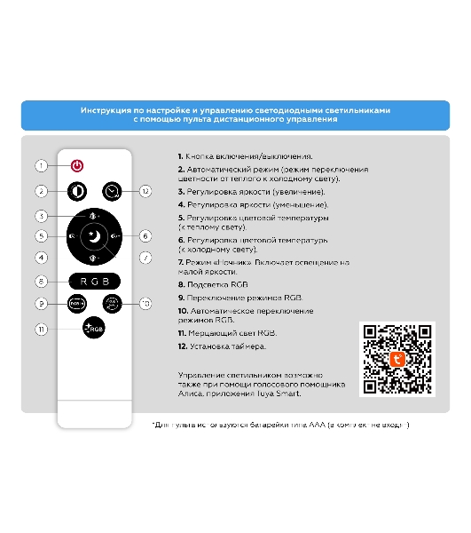Умный светодиодный светильник FZ2002 WH белый IP54 25W 3000K-6500K+RGB Wi-Fi Алиса/Tuya/Smart Home/Alexa D370*55 (ПДУ ИК)