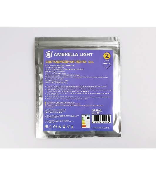Светодиодная лента GS1102 2835 120Led/ 9.6W m/ 12V IP20 4500K/ 5000*8*1.2mm (2 конт.)