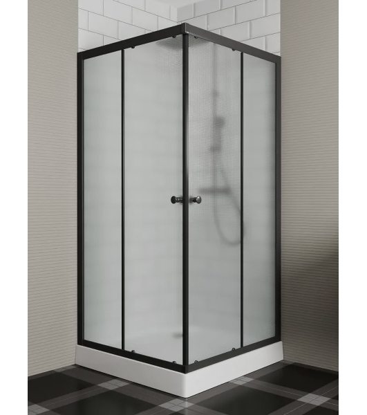 Душевой уголок BAU Stil Hit Black с поддоном 90x90х195, рифленое закаленное стекло, черный профиль