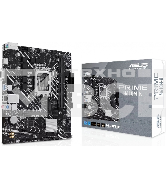 Материнская плата ASUS PRIME H610M-K, LGA 1700, Intel H610, 2xDDR5, 4xSATA, 1xM.2, 1xPCIe 4.0 x16, 1x1Gb LAN, 2xUSB-A 3.2 Gen 1, 4xUSB-A 2.0, 1xHDMI, 1xVGA, 3x3.5 мм, 1xRS-232, 7.1, mATX