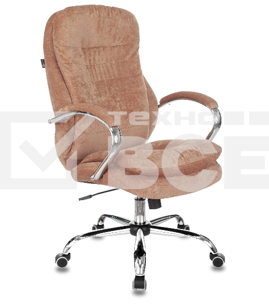Кресло руководителя Бюрократ T-9950SL Fabric светло-коричневый Velvet 90, крестовина металл хром
