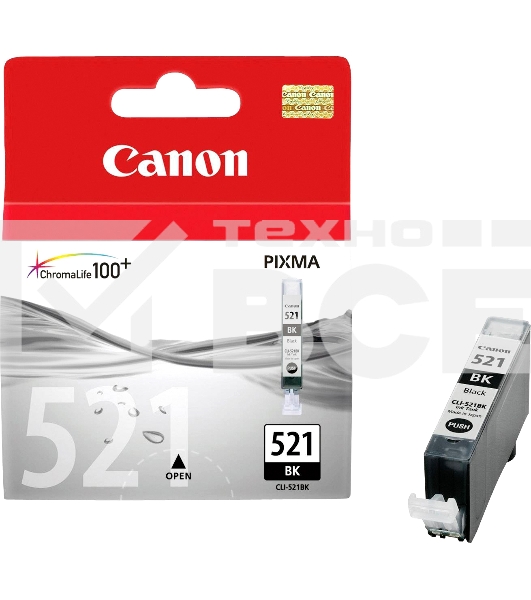 Картридж струйный CLI-521Bk (2933B004) черный (9 мл.) для Canon Pixma iP3600, 4600, MP540,MP620, MP630, MP980
