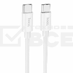 Кабель USB2.0 Hoco Type-C/Type-C, 3А, 60Вт, силиконовая оплетка, X87, 1м, белый, коробка, фото3
