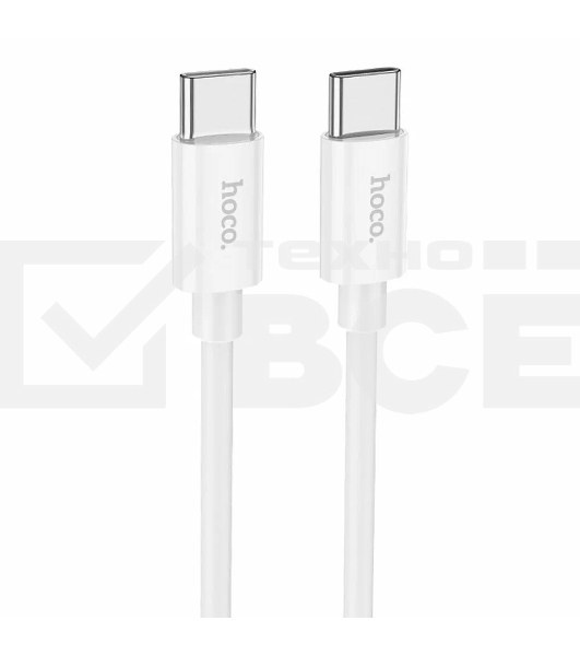 Кабель USB2.0 Hoco Type-C/Type-C, 3А, 60Вт, силиконовая оплетка, X87, 1м, белый, коробка