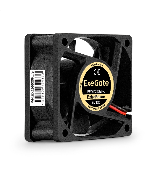 Вентилятор 5В DC ExeGate ExtraPower EP06025S2P-5 (60x60x25 мм, Sleeve bearing (подшипник скольжения), 2pin, 4800RPM, 33dBA)