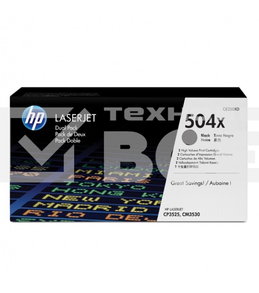 Картридж лазерный HP CE250XD черный двойная упаковка для CLJ CP3525, CM3530 2 х 10 500 стр.