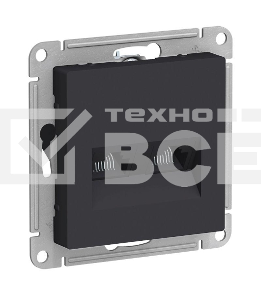 Механизм розетки компьютерной 2-м AtlasDesign RJ45 + RJ45 кат.5e карбон SchE ATN001085