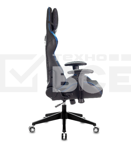 Кресло игровое Бюрократ VIKING 4 AERO BLUE черный/синий, искусст.кожа/ткань, две подушки