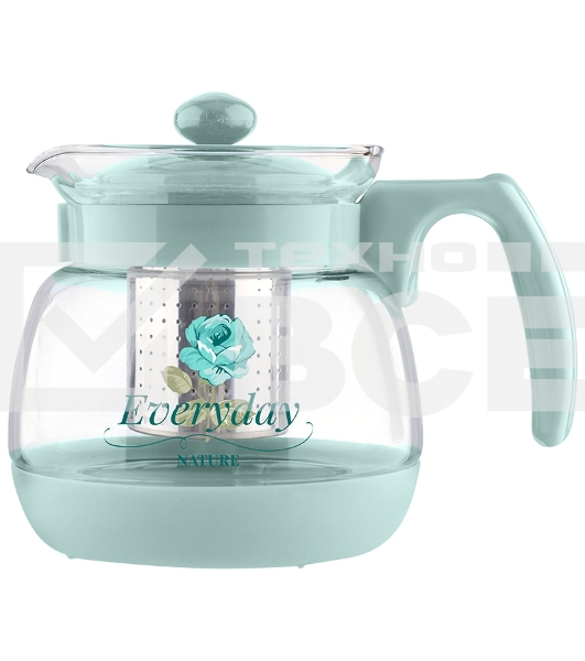 Чайник заварочный MENTOLO, 950 мл из жаропрочного стекла с фильтром из нерж стали