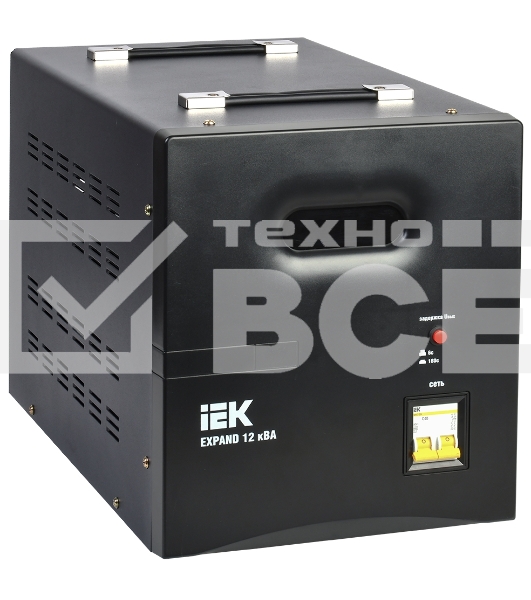 Стабилизатор напряжения IEK Expand 12кВА однофазный черный (IVS21-1-012-11)